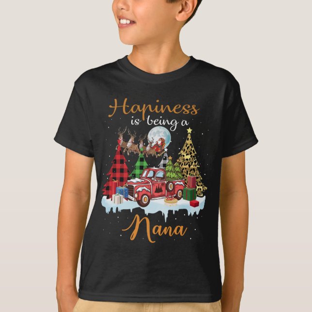 Camiseta Felicidade É Ser Nana Engraçado Árvore Vermelha De (Frente)