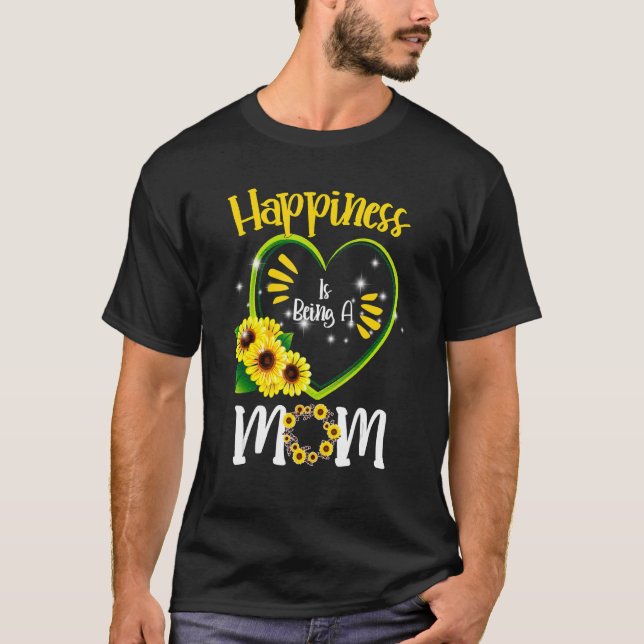 Camiseta Felicidade É Ser Um Dia de as mães De Girassol Da  (Frente)