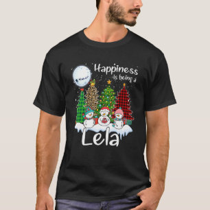 Camiseta Felicidade É Ser Um Leopardo De Árvore De Natal Le