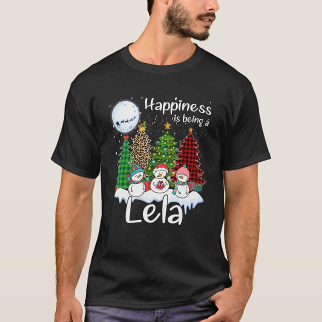 Camiseta Felicidade É Ser Um Leopardo De Árvore De Natal Le (Frente)