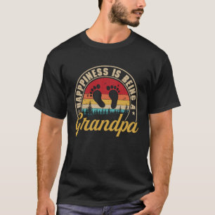 Camiseta Felicidade É Ser Um Vovô Homens Vintage Decor Gra