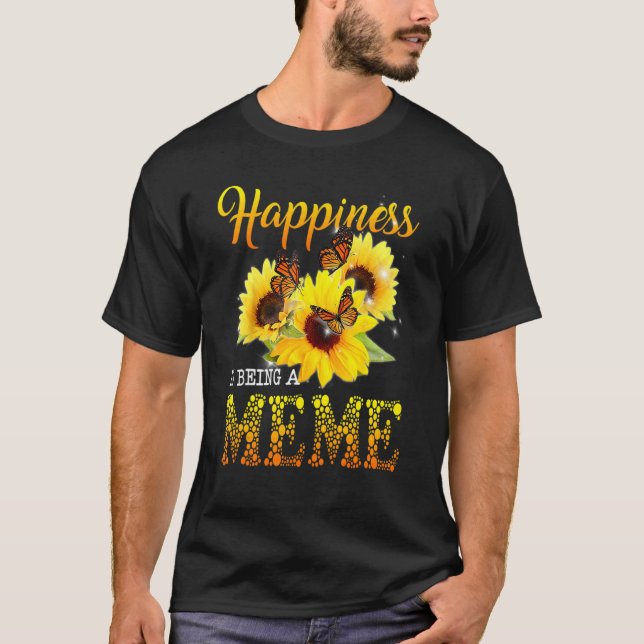 Camiseta Felicidade É Ser Uma Borboleta Meme Girassóis (Frente)