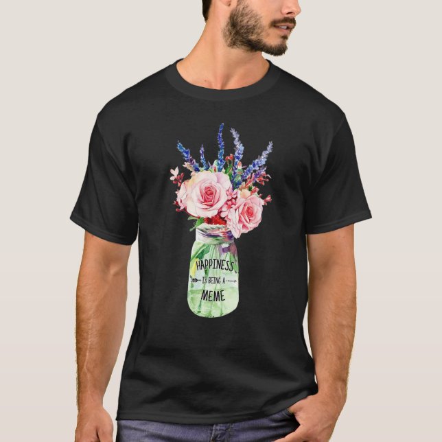 Camiseta Felicidade É Ser Uma Decoração Floral Meme Mãe (Frente)