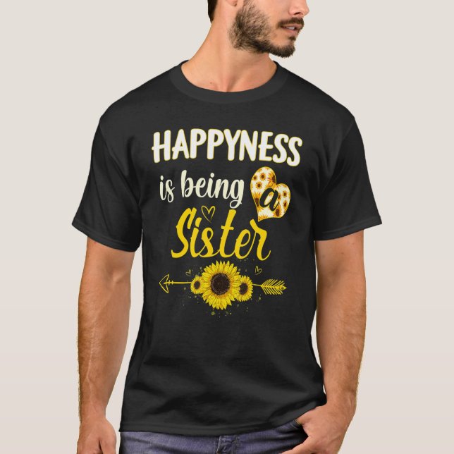 Camiseta Felicidade É Ser Uma Irmã Avó De Girassol (Frente)