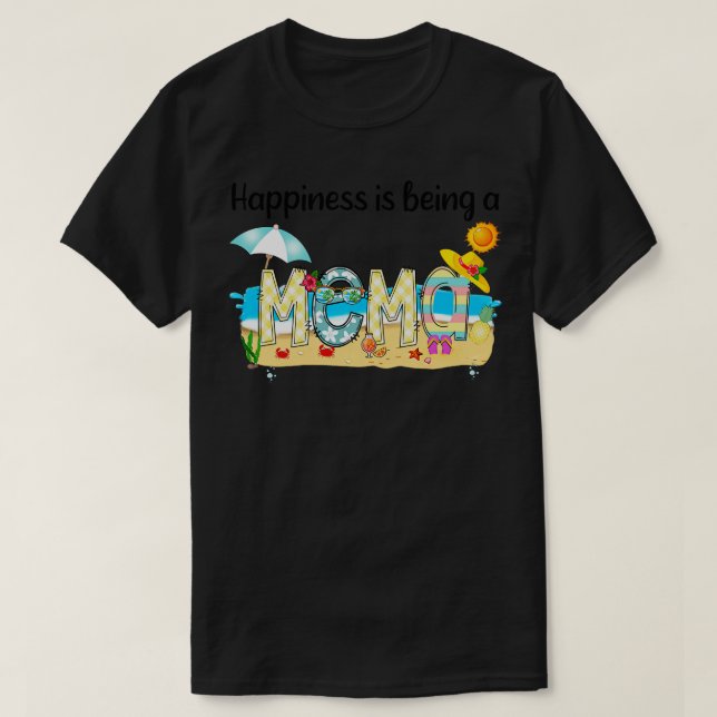 Camiseta Felicidade É Ser Uma Lua Feliz De Mema Summer Beac (Frente do Design)