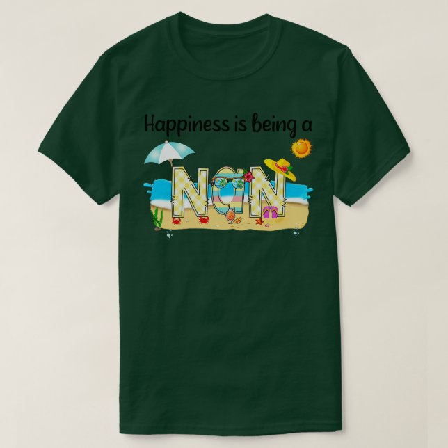 Camiseta Felicidade É Ser Uma Mãe Feliz De Nan Summer Beach (Frente do Design)