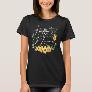 Camiseta Felicidade É Ser Uma Nana Mulher Flor Grande