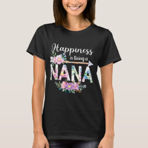 Camiseta Felicidade É Ser Uma Nana Mulher Flor Grande