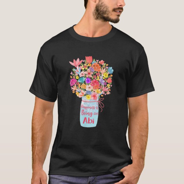 Camiseta Felicidade é ser uma vovó florescente Abi, mãe (Frente)