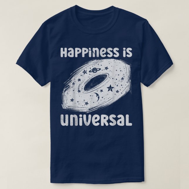Camiseta Felicidade é Sistema Solar Universal Celestial (Frente do Design)