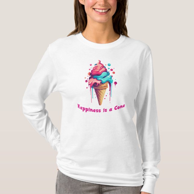 Camiseta Felicidade é um Cone Sorvete (Frente)