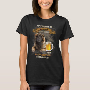 Camiseta Felicidade É Um Homem Com Cerveja E Um Leonberger 