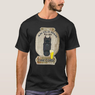 Camiseta Felicidade É Um Homem Velho Com Um Cane Corso De C