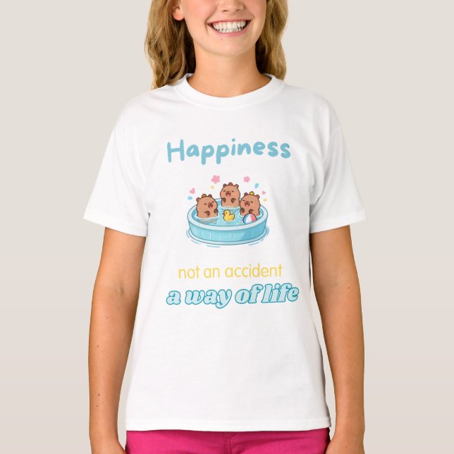 Camiseta Felicidade É um Modo de Vida – Capivaras Fofofas n (Frente)