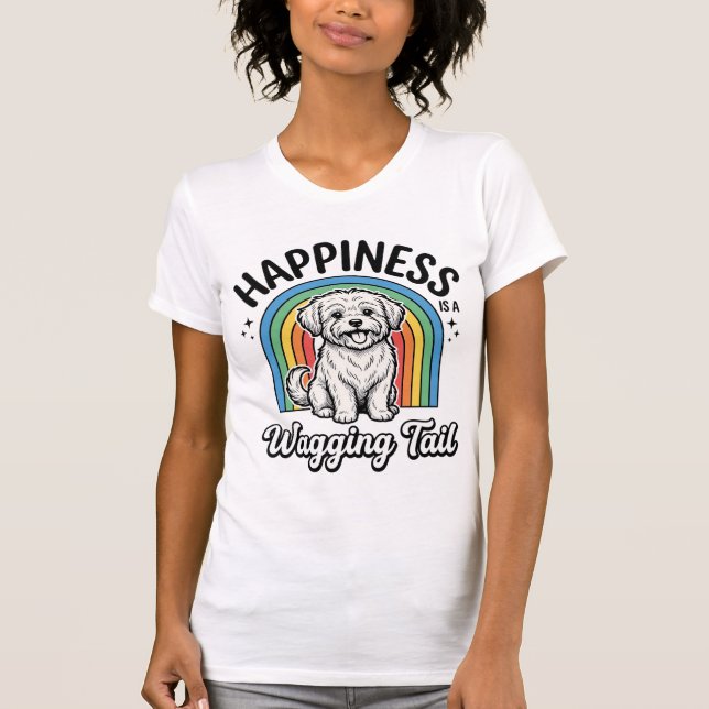 Camiseta Felicidade é um rabo abanando Design de amante de  (Frente)