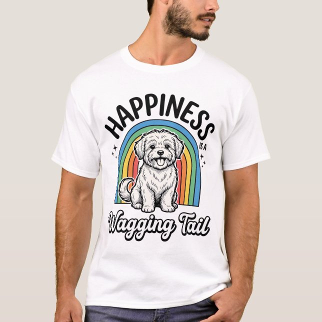 Camiseta Felicidade é um rabo abanando Design de amante de  (Frente)