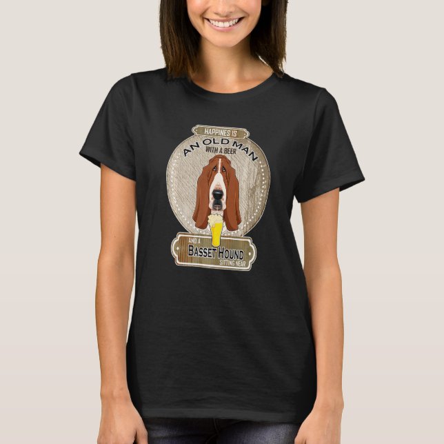 Camiseta Felicidade É Um Velho Com Caça À Bacia Da Cerveja  (Frente)