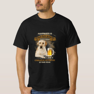 Camiseta Felicidade É Um Velho Com Cerveja E Labrador