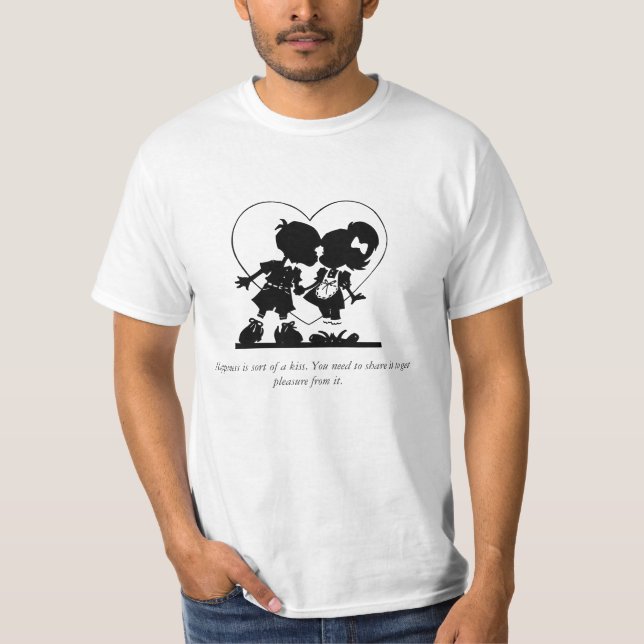 Camiseta "Felicidade é uma espécie de beijo" Amor (Frente)