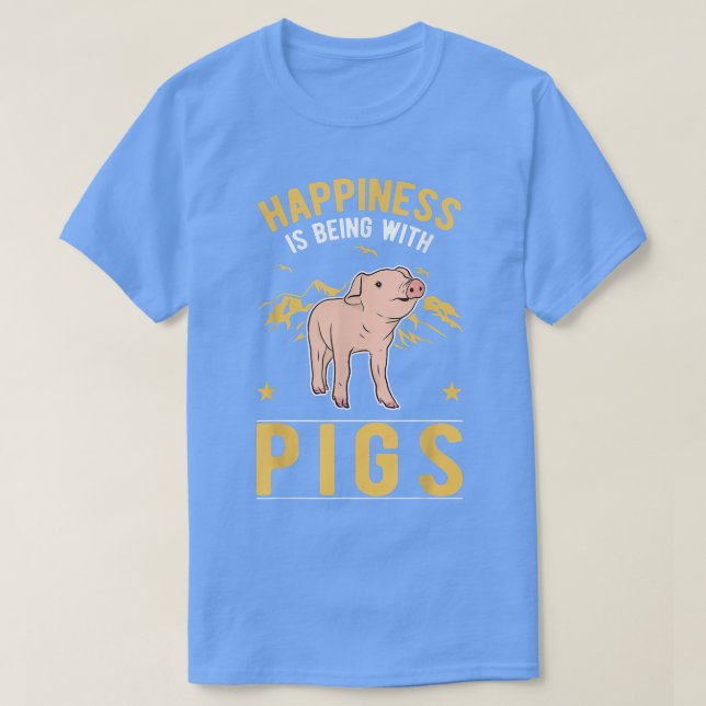 Camiseta Felicidade Está Sendo Com Suínos 2634 (Frente do Design)