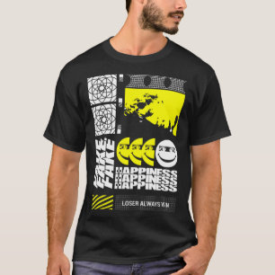 Camiseta Felicidade falsa, tristeza estética, roupa de barr