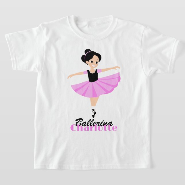 Camiseta Felicidade Gentil Rosa Suave Bailarina Personaliza (Postura )