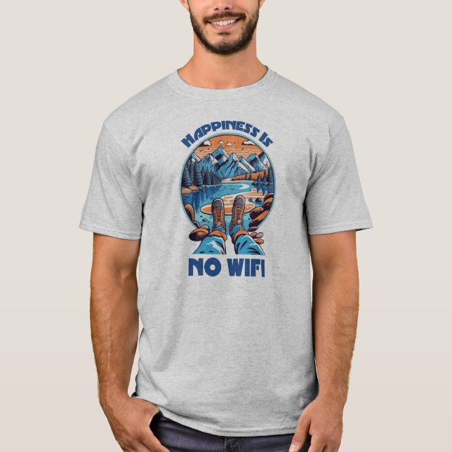 Camiseta Felicidade Não É Boot De Hiperligação Wifi (Frente)