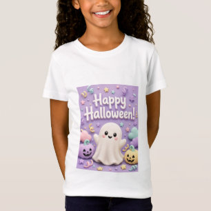 Camiseta Felicidade Pastel Feliz Halloween Pequeno Fantasma