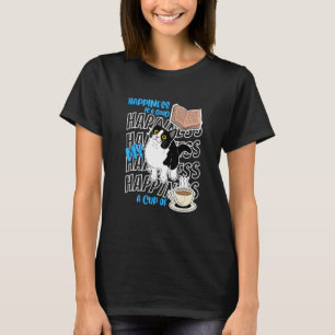 Camiseta Felicidade São Gatos Tuxedo Boas Leituras Café Fof