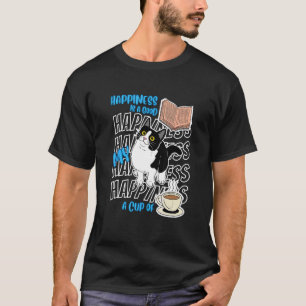 Camiseta Felicidade São Gatos Tuxedo Boas Leituras Café Fof