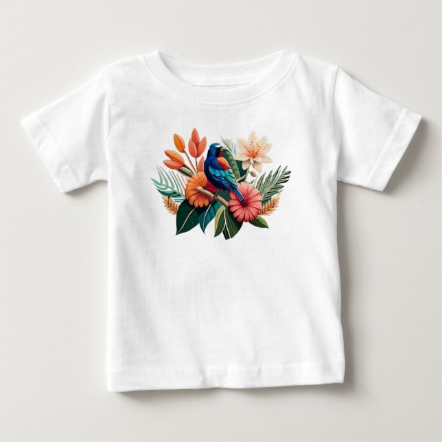 Camiseta Felicidade tropical: Fusão vibrante da Flora (Frente)