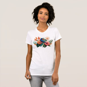 Camiseta Felicidade tropical: Fusão vibrante da Flora