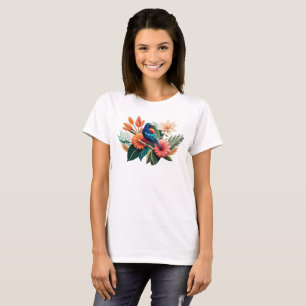Camiseta Felicidade tropical: Fusão vibrante da Flora
