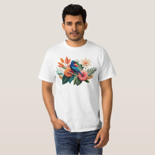 Camiseta Felicidade tropical: Fusão vibrante da Flora