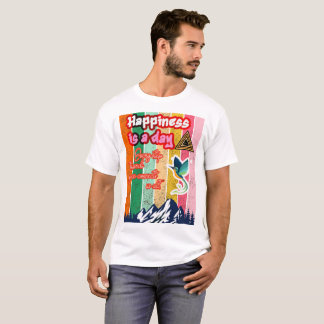 Camiseta "Felicidade: um lembrete vibrante"