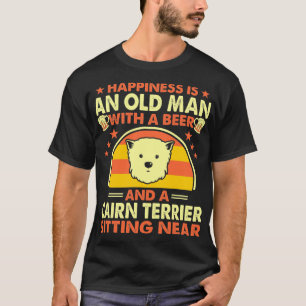 Camiseta Felicidade, Velho Cairn Terrier Perto de Presente
