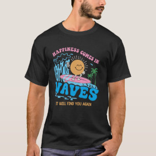 Camiseta Felicidade vem no Surf de praia Havaiana Wave
