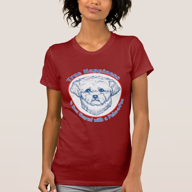 Camiseta Felicidade verdadeira com um Peke-a-Poo (Frente)
