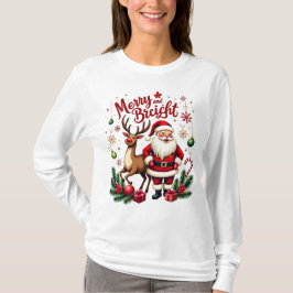 Camiseta Felicidades de Natal - Papais noeis e Reindeer Hol