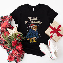 Camiseta Felicitações Felinas Engraçadas Feriado de Natal d