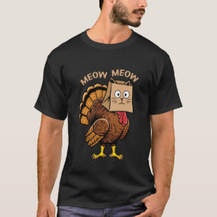Camiseta Feliciz Dia de Ação de Graças Fantasia de Gato Per