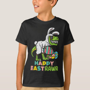 Camiseta Feliciz Páscoa Trex Coelho de Páscoa Ovo Dinossaur