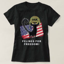 Camiseta FELINAS PELA LIBERDADE, Gato Patriótico no Capacet