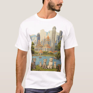 Camiseta Feline Explorers no Merlion Park, Singapura