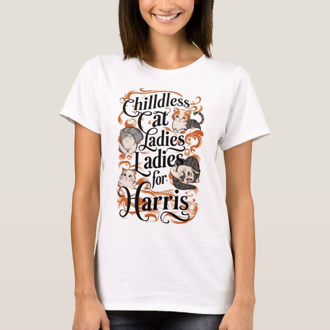 Camiseta Feline Fandom: Mulheres de Gatos Isolados (Frente)