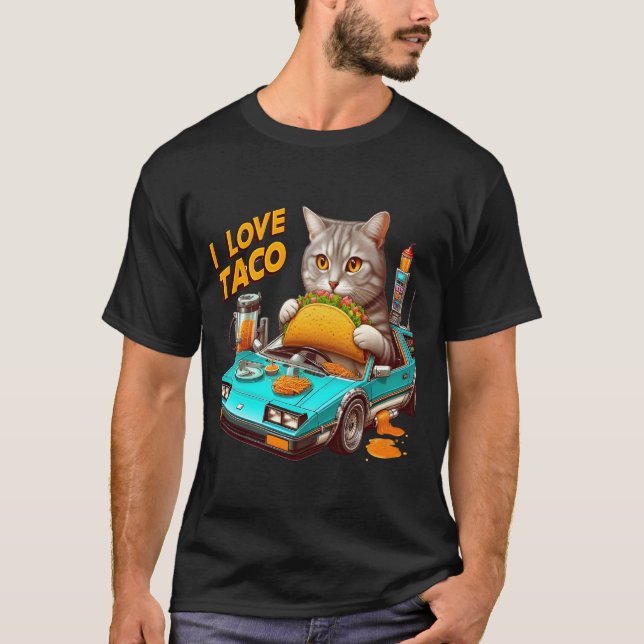 Camiseta Feline Fiesta I love Taco (Frente)