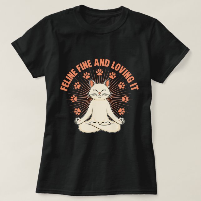 Camiseta Feline Fine – Perfeitamente Confiante (Frente do Design)