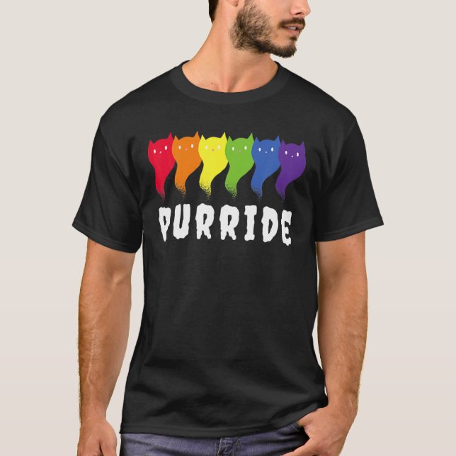 Camiseta Feline He Purride Lgbt Orgulho gay Cat (Frente)