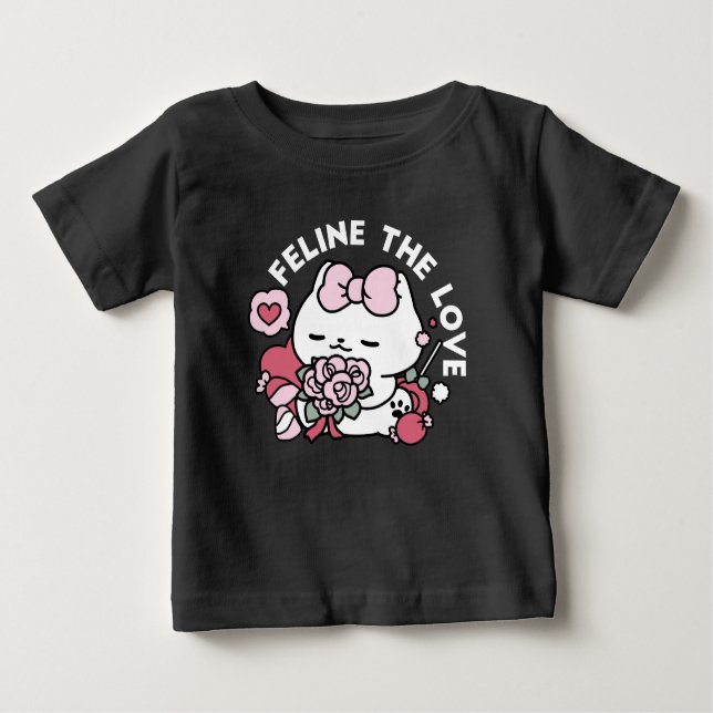 Camiseta Feline o Amor - Design de Gato do Namorados (Frente)