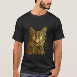 Camiseta Felino de Filigrana de ouro: Um Retrato de Gato de